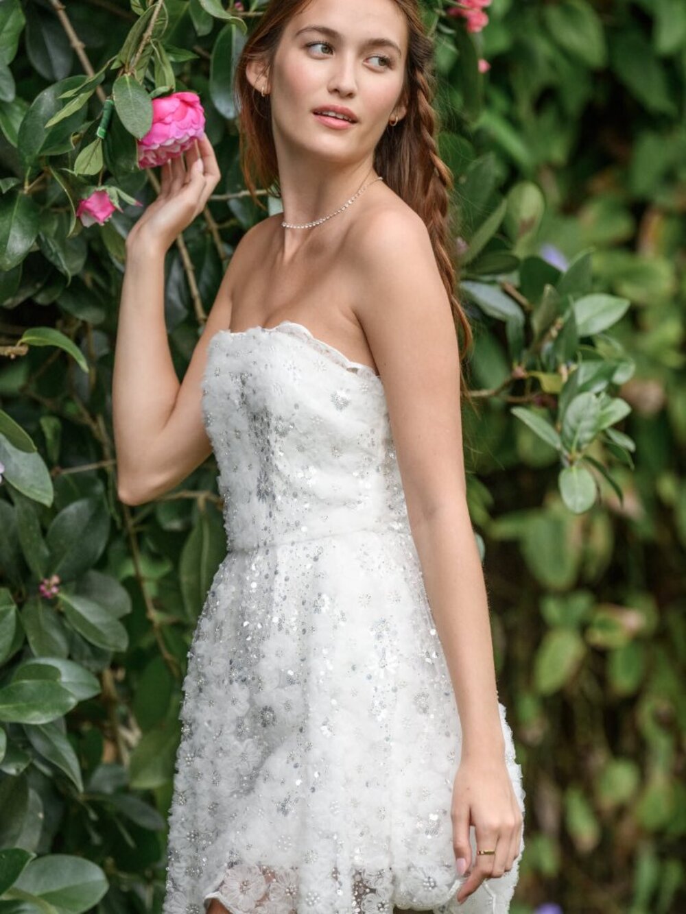 Altar’d State Demi Embellished Mini Dress white lace mini-dress size S